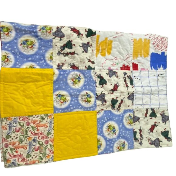 Handmade Kids Patchwork Quilt 57" x 43" Christmas Animals Seasons Whimsy Novelty - Picture 4 of 10